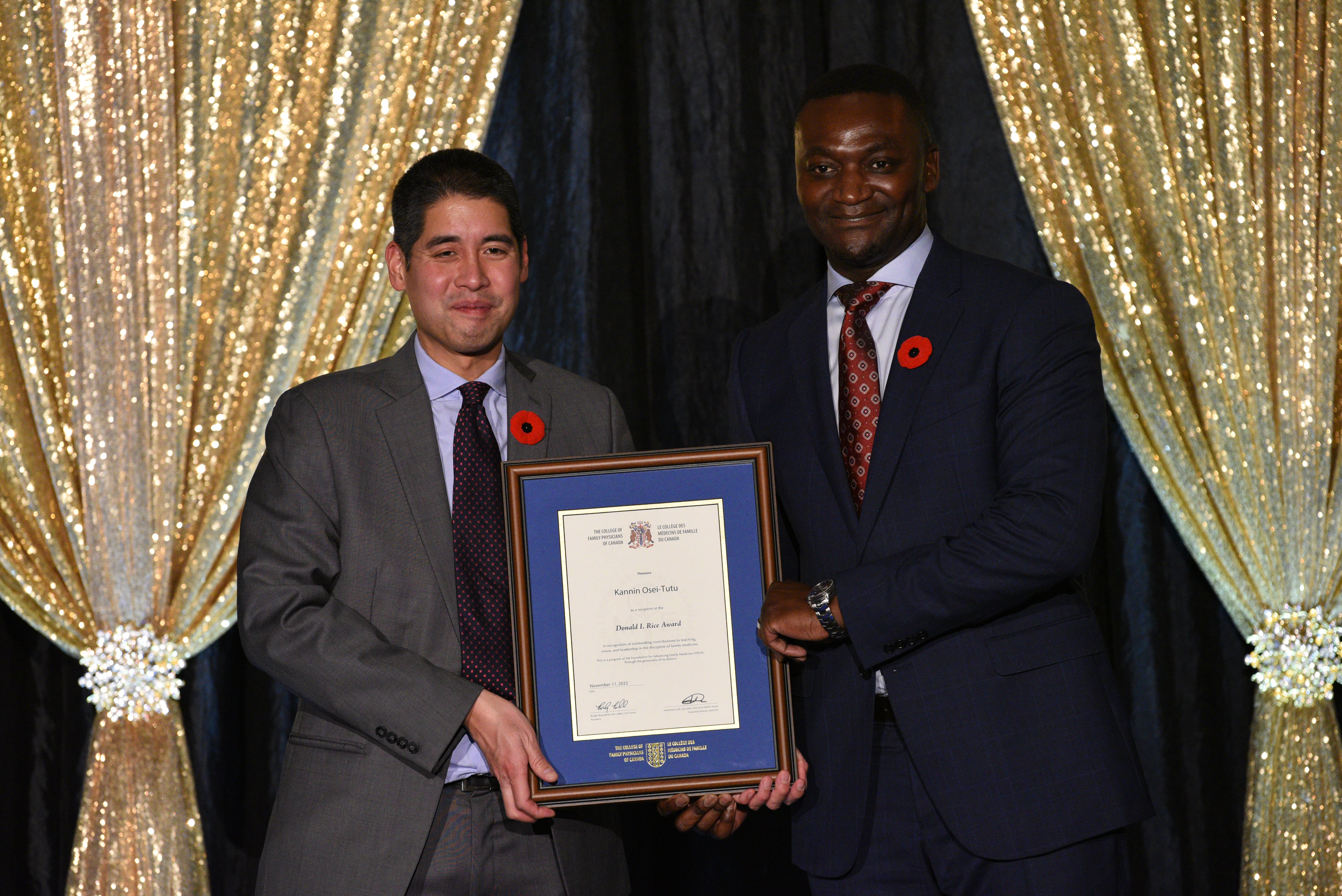 Dr. Kannin Osei-Tutu, the recipient of the Donald I. Rice Award